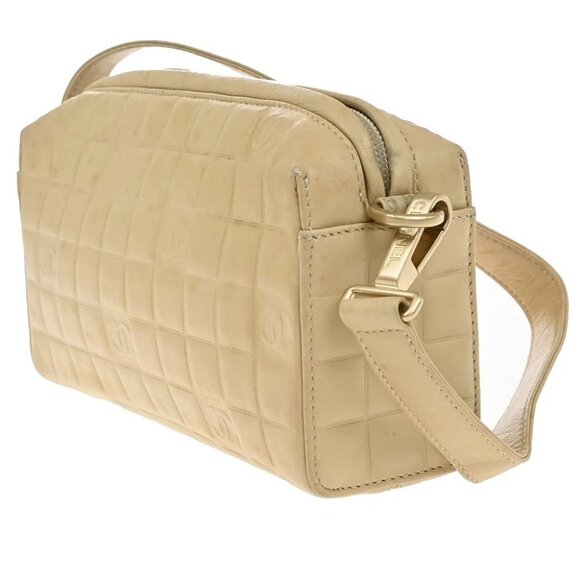 CHANEL CC Logo Chocolate Bar 2Way Hand Bag Leather Beige GHW Italy 11KB487 - Picture 2 of 14